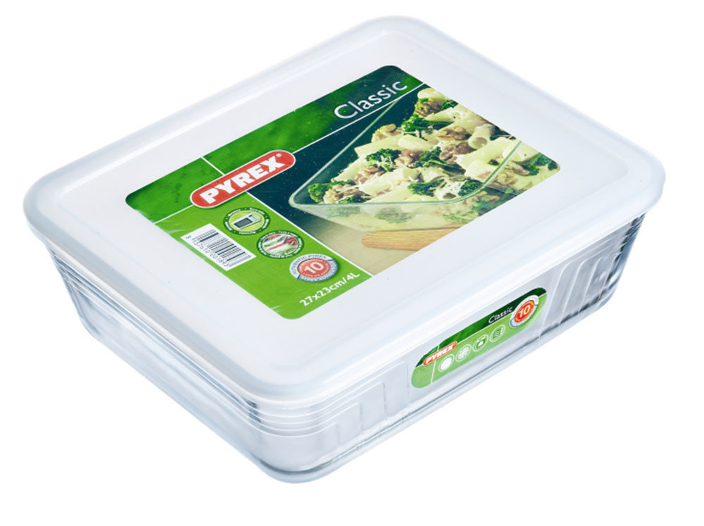 PYREX karstumizturīgs cepšanas trauks ar vāku Cook & Freeze, 27x23 cm, 4 l cena un informācija | Cepamais papīrs, trauki, formas | 220.lv