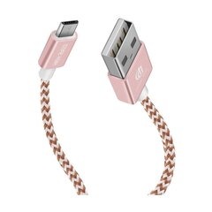 Dux Ducis KII Premium Micro USB Material Datu un Uzlādes Kabeļu Komplekts No Izturīga Materiāla 100 cm + 20 cm Rozā cena un informācija | Savienotājkabeļi | 220.lv