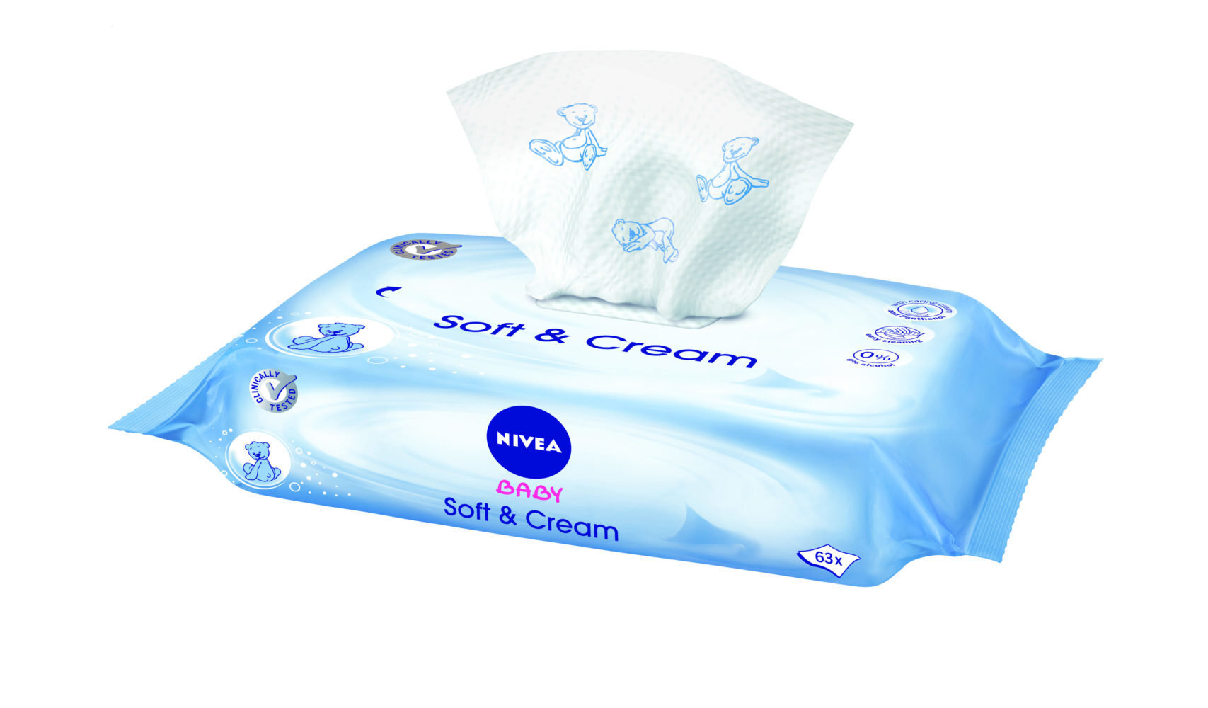 Mitrās salvetes zīdaiņiem Nivea Baby Soft & Cream 63 gab. cena un informācija | Vates kociņi, mitrās salvetes | 220.lv