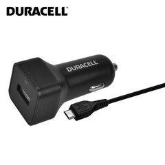 Duracell Универсальная 2.4A Одного USB Гнезда Авто 12V-24V DC 5V Быстрая Зарядка + Micro USB кабель 1m Телефона / Планшета Черная цена и информация | Зарядные устройства для телефонов | 220.lv