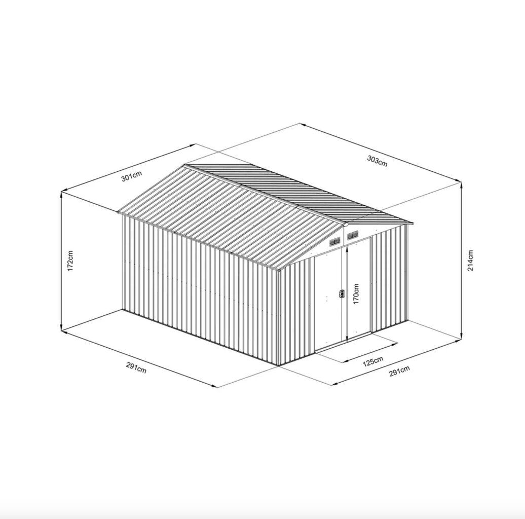 Dārza māja Hecht 10X10 Plus, 291x291x214 cm, pelēka cena un informācija | Dārza mājiņas, šķūņi, malkas nojumes | 220.lv