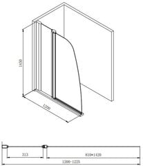 Мобильная стеклянная стена для ванной Besco Avis цена и информация | Принадлежности для ванн и душевых кабин | 220.lv