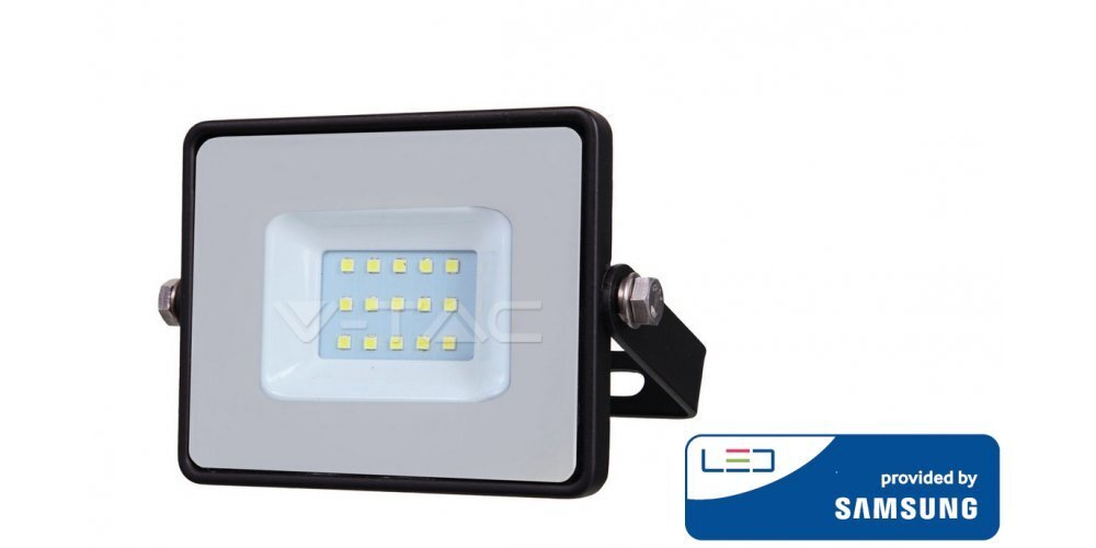 10W LED prožektors V-TAC, 6400K (auksti balta), melns korpuss, ar LED SAMSUNG diodi cena un informācija | Āra apgaismojums | 220.lv
