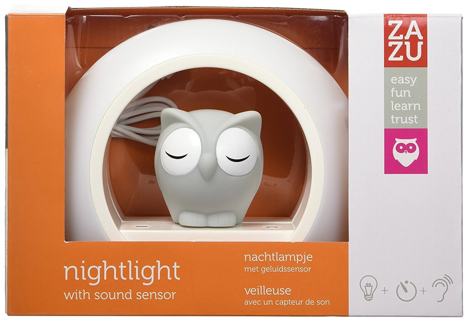 Zazu Lou Gudrā Pūcīte - Nakts Lanmpa ar Bērna raudāšanas skaņas sensoru priekš bērniem (0+) Pelēks цена и информация | Rotaļlietas zīdaiņiem | 220.lv