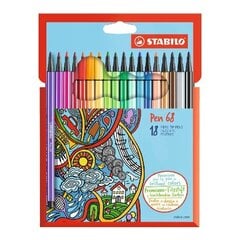 STABILO pildspalvas Pen 68, 18 krāsas cena un informācija | Modelēšanas un zīmēšanas piederumi | 220.lv