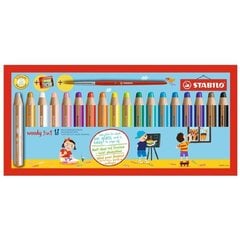 Stabilo карандаш, Woody 3 в 1 + точилка + кисть, 18 цветов цена и информация | Принадлежности для рисования, лепки | 220.lv