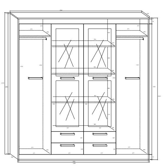 Skapis Maximus 4D4s, ozols/balts цена и информация | Skapji | 220.lv