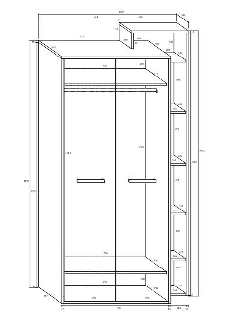 Skapis Rio P2D, ozols/balts cena un informācija | Skapji | 220.lv