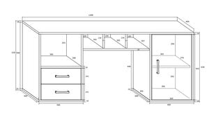 Rakstāmgalds Hanger, melns / balts цена и информация | Компьютерные, письменные столы | 220.lv