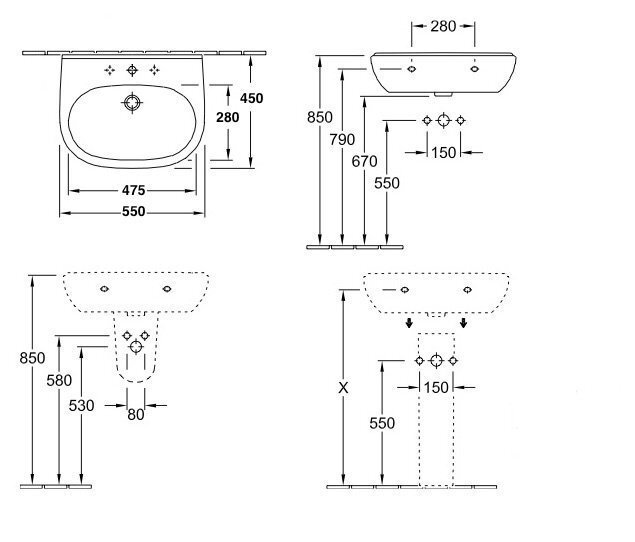 Izlietne Villeroy & Bosch O.Novo, 550x450mm цена и информация | Izlietnes | 220.lv