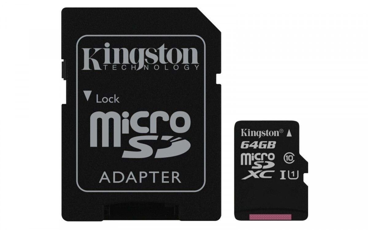 MEMORY MICRO SDXC 64GB UHS-I/W/ADAPTER SDCS/64GB KINGSTON cena un informācija | Atmiņas kartes mobilajiem telefoniem | 220.lv