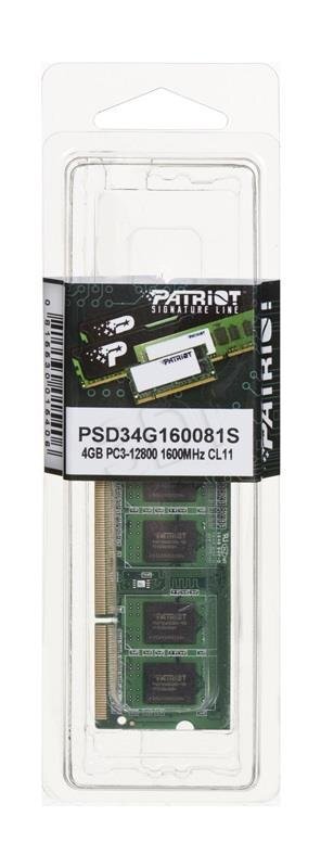 Patriot - SODIMM DDR3 4GB 1600MHz 512x8 1 rank цена и информация | Operatīvā atmiņa (RAM) | 220.lv