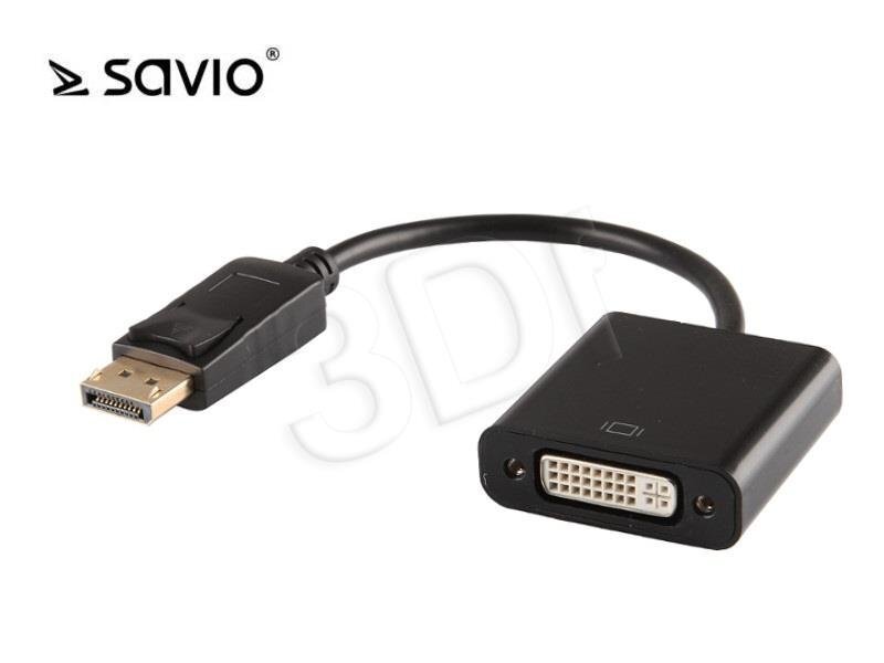 Video adapteris no DisplayPort uz DVI, Savio CL-91, / 24 pin (F) / 10.8 Gbps / 1080p cena un informācija | Kabeļi un vadi | 220.lv