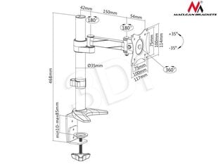 Maclean - Uchwyt biurkowy do monitora LCD MC-717 8kg max vesa 100x100 aluminiowy cena un informācija | Monitora turētāji | 220.lv