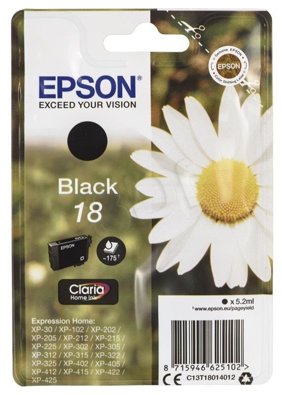 Epson 18 BK Ink cartridge, Black cena un informācija | Tintes kārtridži | 220.lv