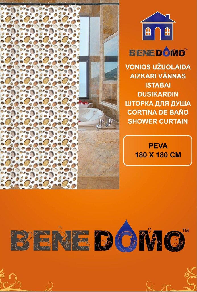 PEVA vannas aizkari 180x180 cm "Benedomo" cena un informācija | Vannas istabas aksesuāri | 220.lv