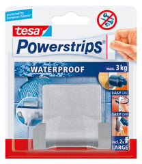 Tesa двойной крючок из нержавеющей стали PowerStrips Waterproof Zoom1 шт. цена и информация | Аксессуары для ванной комнаты | 220.lv