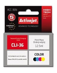 Activejet ACC-36N tinte Canon printerim; Canon PGI-36 nomaiņa; Augstākā; 12,5 ml; krāsa cena un informācija | Tintes kārtridži | 220.lv