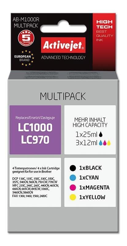 Komplekts Brother LC1000 / LC970 Premium; 1 x 25 ml, 3 x 12 ml; melna, sarkana, zila, dzeltena цена и информация | Kārtridži lāzerprinteriem | 220.lv