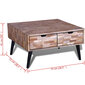 Antīks kafijas galdiņš ar 4 atvilktnēm, pārstrādāts tīkkoks cena un informācija | Žurnālgaldiņi | 220.lv