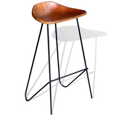 vidaXL bāra krēsli, 2 gab., melna un brūna dabīgā āda cena un informācija | Virtuves un ēdamistabas krēsli | 220.lv
