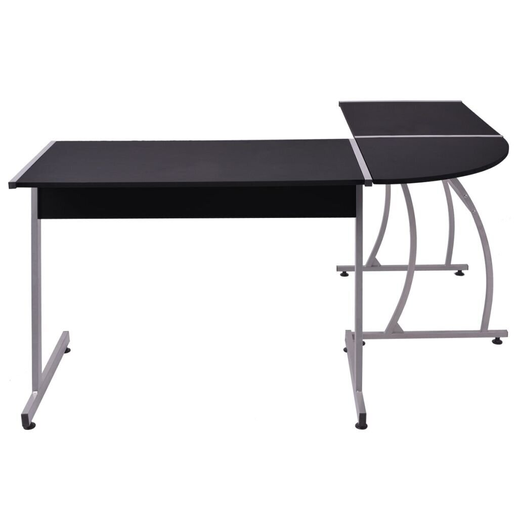 vidaXL stūra galds, L-forma, melns cena un informācija | Datorgaldi, rakstāmgaldi, biroja galdi | 220.lv