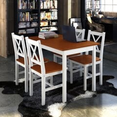 Деревянный стол с 4 стульями коричневый цена и информация | Комплекты мебели для столовой | 220.lv