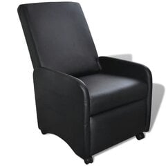 Складное кресло для отдыха, искусственная кожа, черное цена и информация | Кресла в гостиную | 220.lv