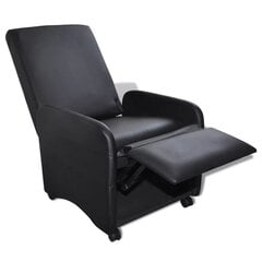 vidaXL saliekams atpūtas krēsls, melna mākslīgā āda цена и информация | Кресла в гостиную | 220.lv