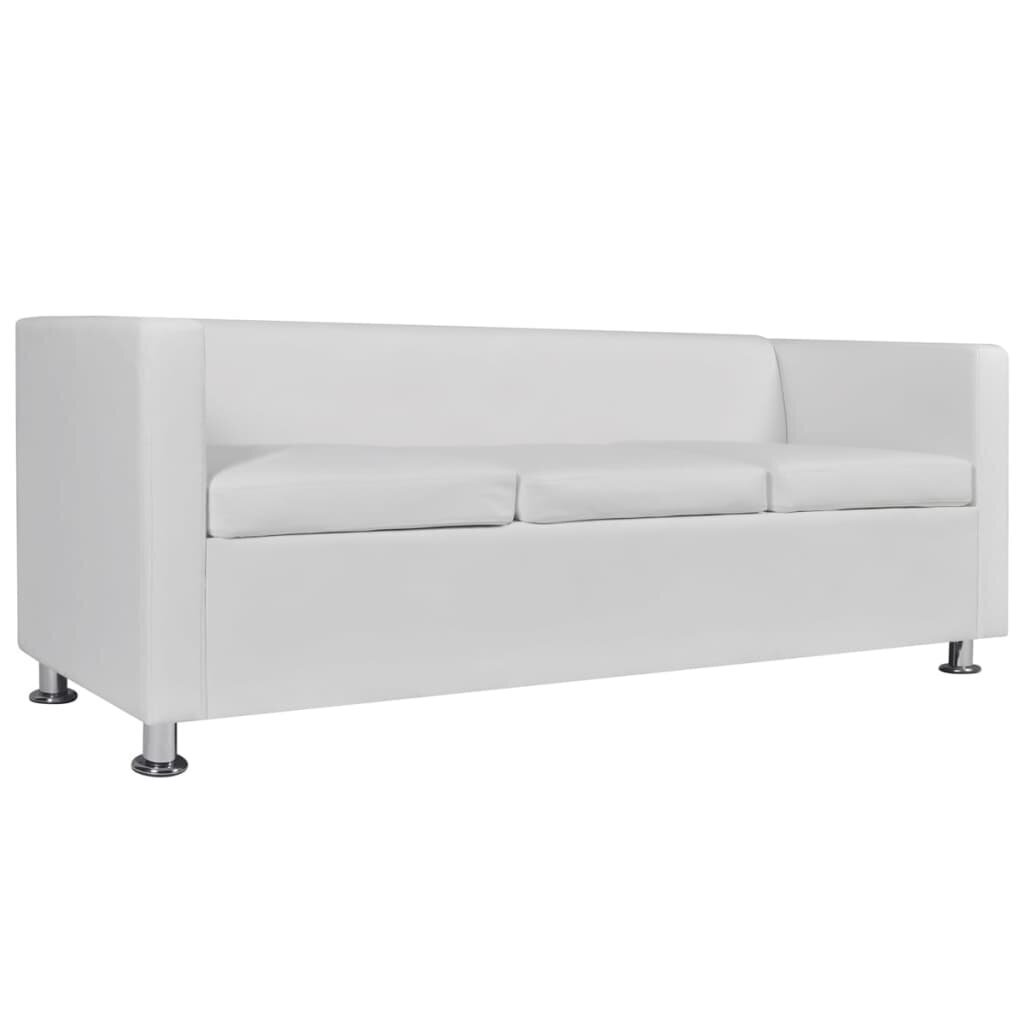vidaXL dīvāns, trīsvietīgs, balta mākslīgā āda cena un informācija | Dīvāni | 220.lv