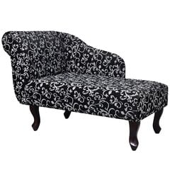 Кушетка-кресло с подлокотником слева, тканевая, черная, цветочная цена и информация | Диваны | 220.lv