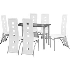 vidaXL virtuves mēbeļu komplekts, 7 gab., balts цена и информация | Комплекты мебели для столовой | 220.lv