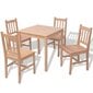 vidaXL virtuves mēbeļu komplekts - galds un krēsli, 5 gab., priede цена и информация | Ēdamistabas komplekti | 220.lv