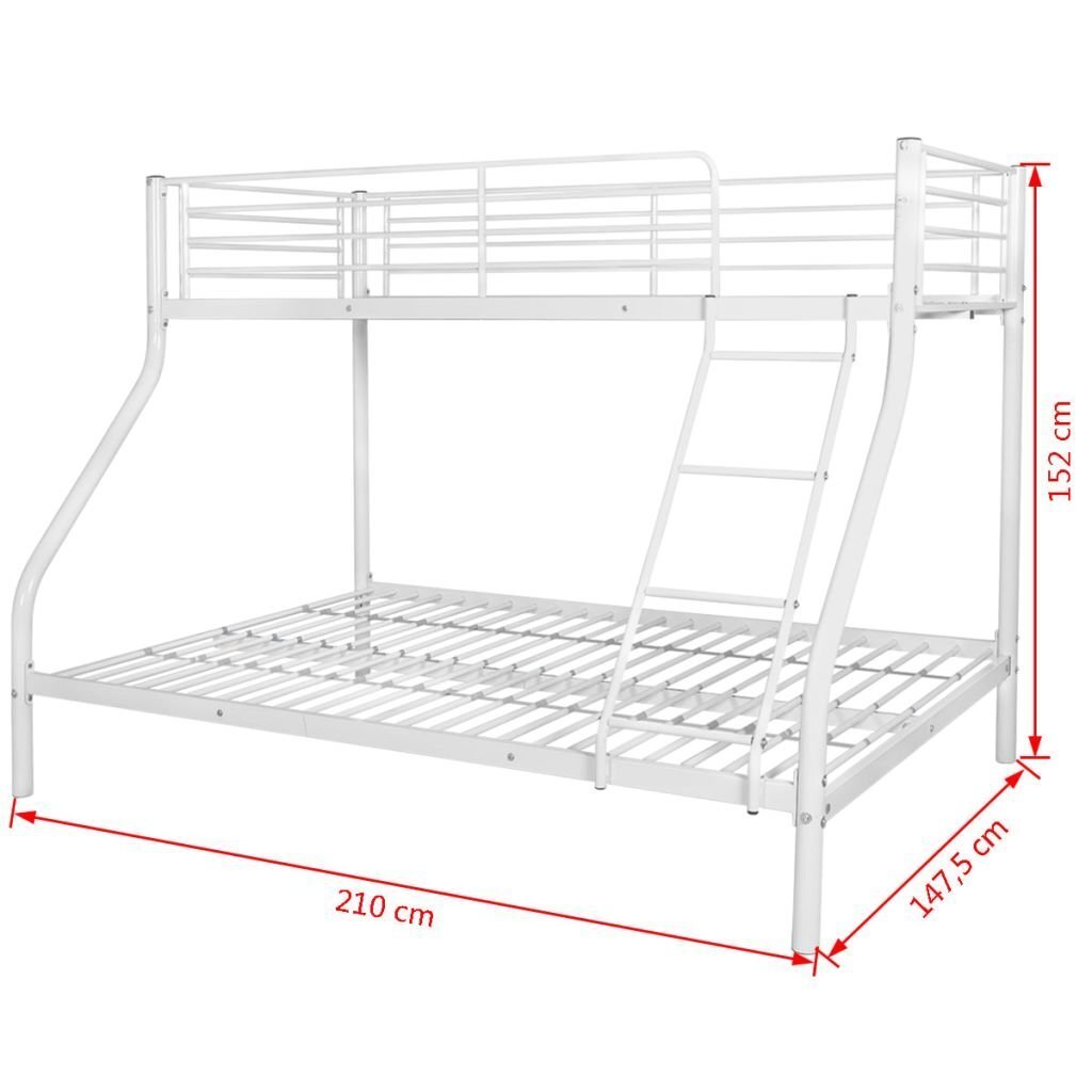 vidaXL bērnu divstāvu gultas rāmis, balts metāls, 140x200/90x200 cm cena un informācija | Bērnu gultas | 220.lv