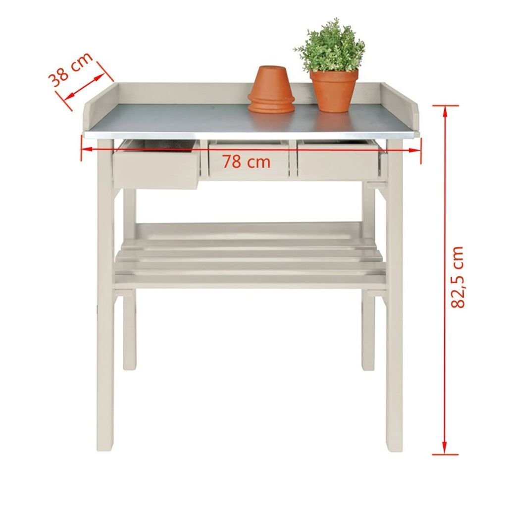 Esschert Design dārza darba galds, balts, CF29W cena un informācija | Dārza galdi | 220.lv