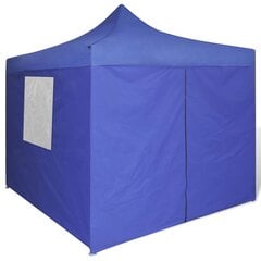 vidaXL saliekama telts, 3x3 m, 4 sienas, zila cena un informācija | Dārza nojumes un lapenes | 220.lv