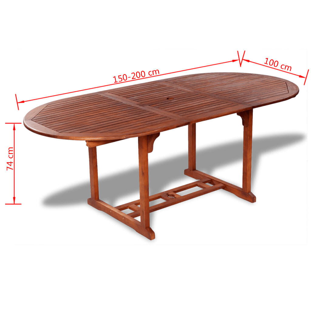 vidaXL dārza galds, 200x100x74 cm, akācijas masīvkoks cena un informācija | Dārza galdi | 220.lv