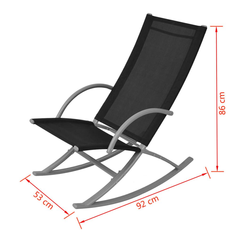 vidaXL dārza šūpuļkrēsli, 2 gab., tērauds un tekstilēns, melni cena un informācija | Dārza krēsli | 220.lv