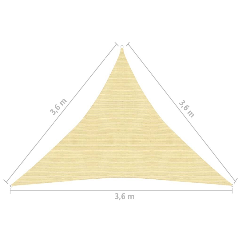 vidaXL HDPE saulessargs, 3,6x3,6x3,6 m, bēšs, trijstūra formas цена и информация | Saulessargi, markīzes un statīvi | 220.lv