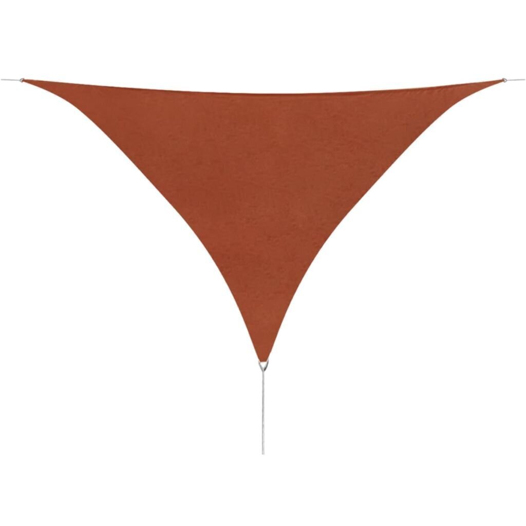 vidaXL saulessargs, 5x5x5 m, trijstūra forma, sarkanbrūns audums цена и информация | Saulessargi, markīzes un statīvi | 220.lv