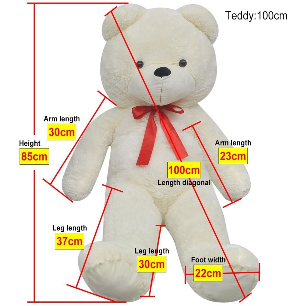 vidaXL rotaļu lācis, XXL, balts plīšs, 85 cm цена и информация | Mīkstās (plīša) rotaļlietas | 220.lv