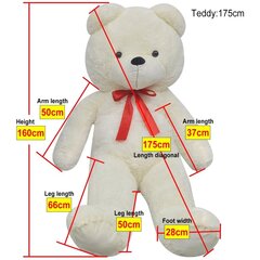 Белый плюшевый медведь, 175 см цена и информация | Мягкие игрушки | 220.lv