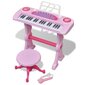 Bērnu rotaļu klavietes ar krēslu un mikrofonu, 37 taustiņi, rozā cena un informācija | Attīstošās rotaļlietas | 220.lv