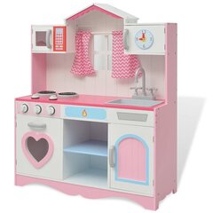 Деревянная игрушечная кухня, розовая цена и информация | Игрушки для девочек | 220.lv