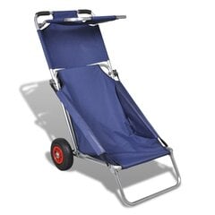 Складной алюминиевый стул с 2 колесами и столом синий цена и информация | Туристическая мебель | 220.lv