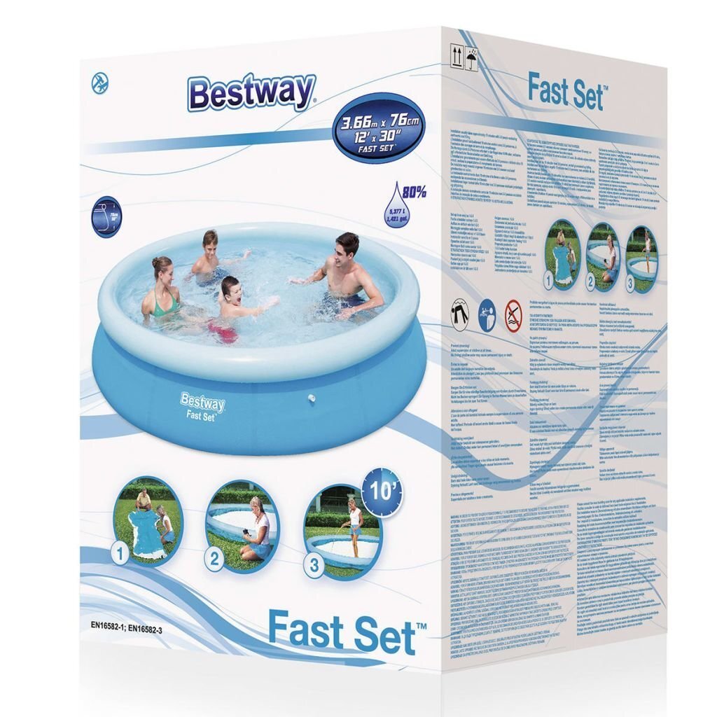 Piepūšamais baseins Bestway Fast Set 366x76 cm, bez filtra cena un informācija | Baseini | 220.lv