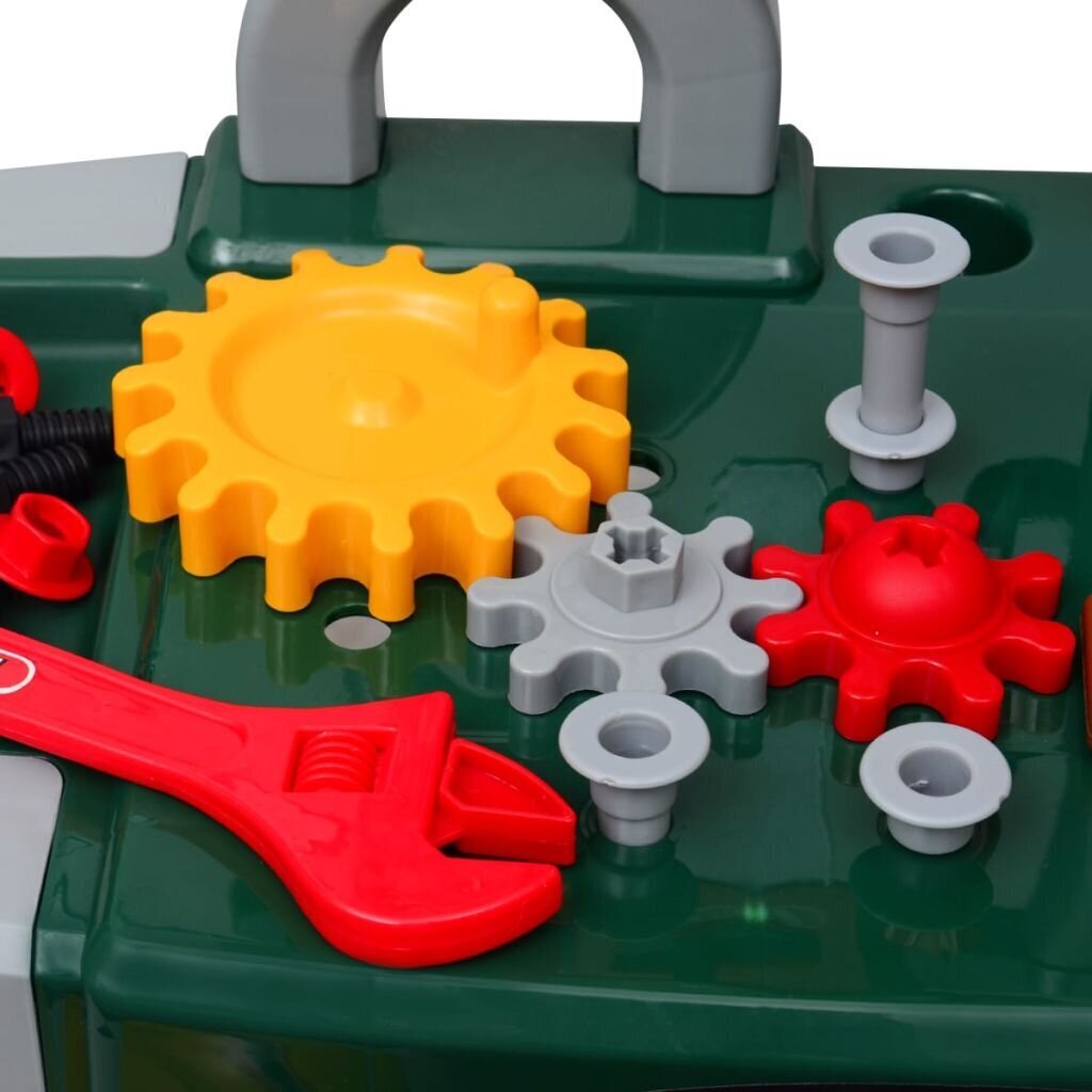 Bērnu rotaļu darba galds ar instrumentiem, zaļa + pelēka krāsa cena un informācija | Rotaļlietas zēniem | 220.lv