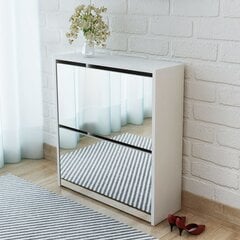 Apavu kaste, 2 līmeņi ar spoguļiem, balta, 63x17x67 cm cena un informācija | Apavu skapji, apavu plaukti, priekšnama soliņi | 220.lv