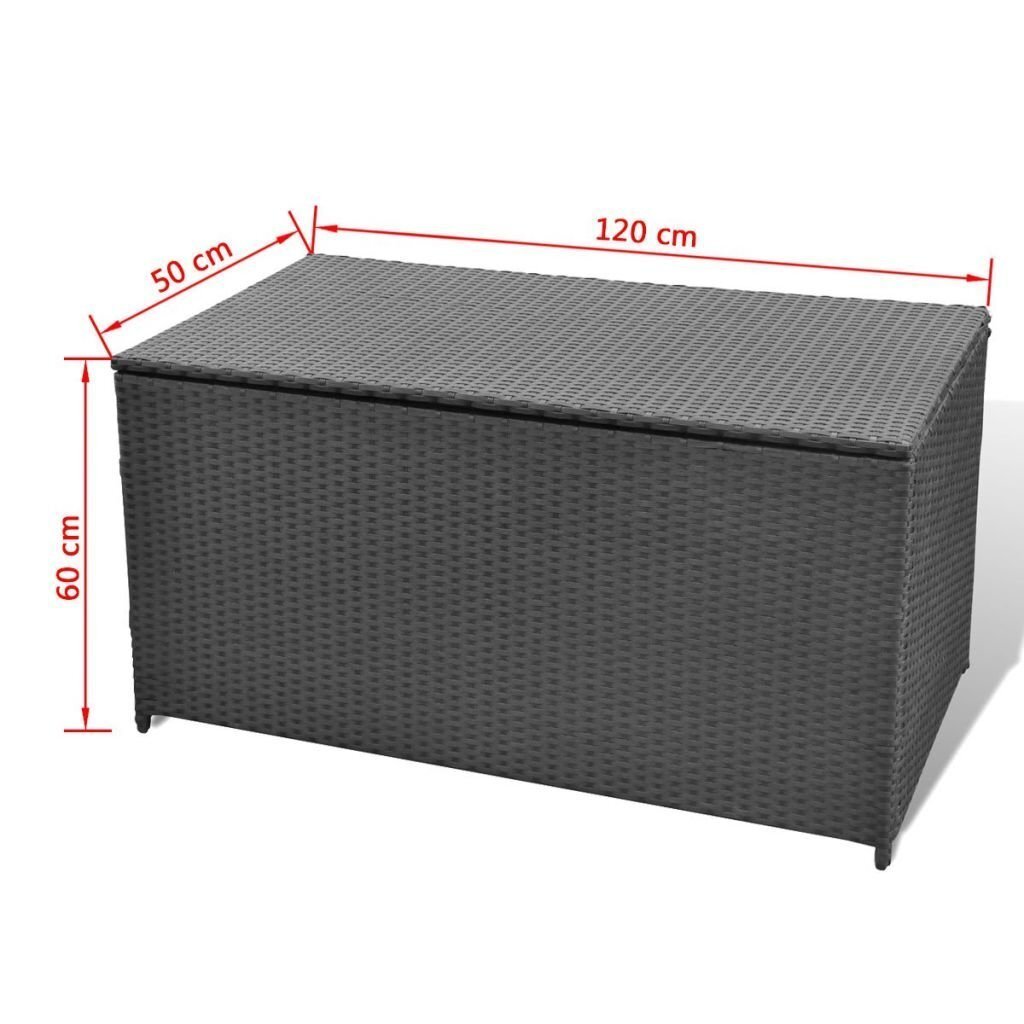 vidaXL dārza uzglabāšanas kaste, melna, 120x50x60 cm, PE rotangpalma цена и информация | Komposta kastes un āra konteineri | 220.lv