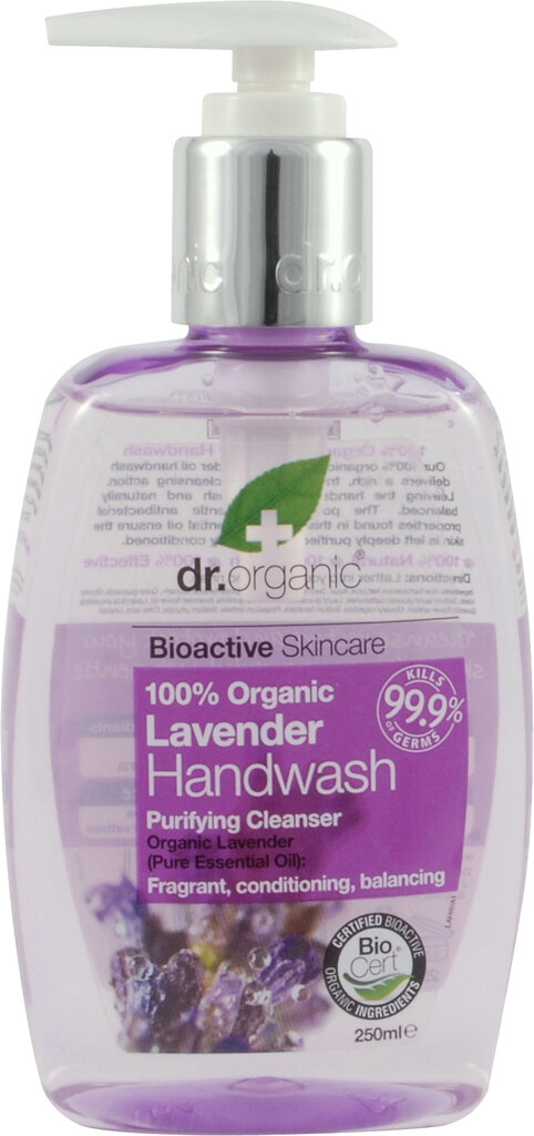 Šķidrās ziepes ar lavandu Dr. Organic Lavender, 250 ml cena un informācija | Ziepes | 220.lv